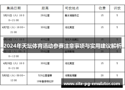 2024年天坛体育活动参赛注意事项与实用建议解析
