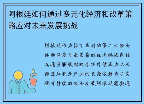 阿根廷如何通过多元化经济和改革策略应对未来发展挑战